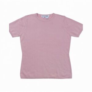 Real Clothes Saks Fifth Avenue Pink Silk Short Sleeve Sweater Women’s Sz M